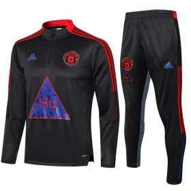 Manchester United Kind Trainings Sweatshirt Pak Kwart-Zip 2022-23 Donkergrijze